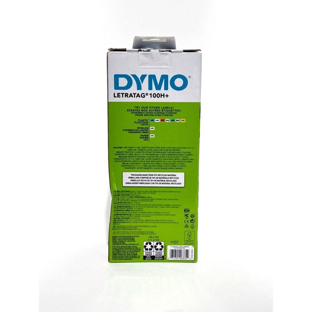 DYMO Portable Printer Handheld Label Maker Black Silver Letratag 100H+ New